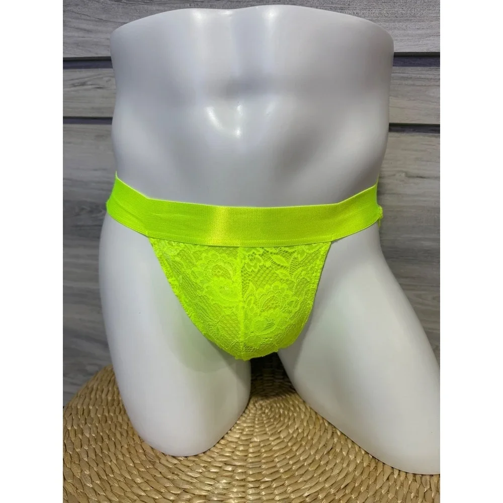 Cosabella Never Say Never Neon Yellow Lace Sports Brief Men's size  S‎ NWT